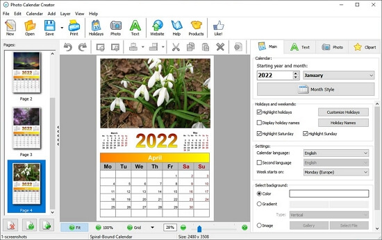 Photo Calendar Creator screenshot