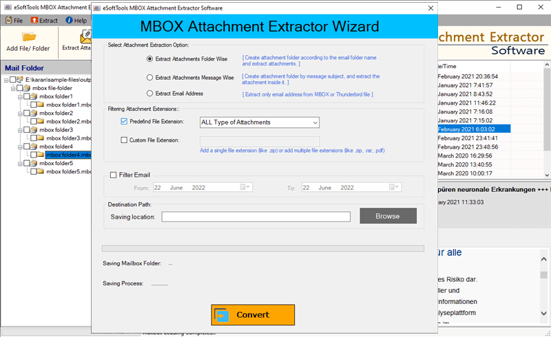 eSoftTools MBOX Attachment Extractor screenshot