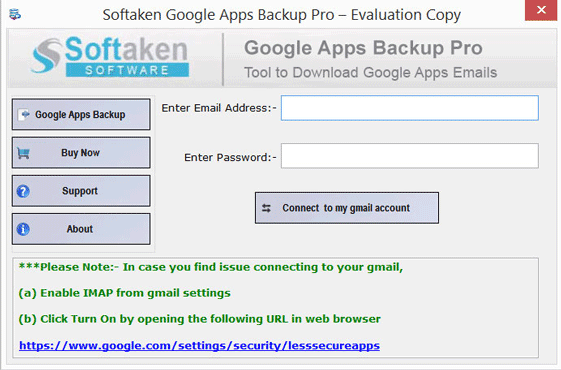Softaken Google Apps Backup screenshot