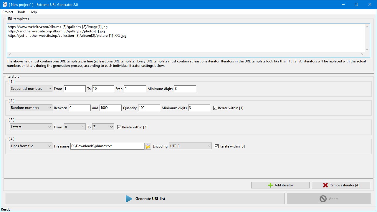 Extreme URL Generator screenshot