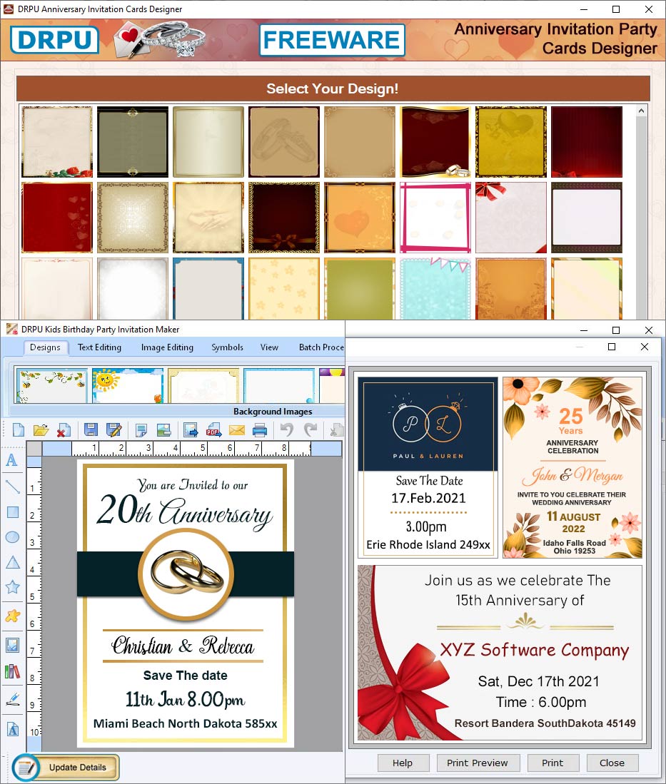 Freeware Anniversary Invitation Card screenshot