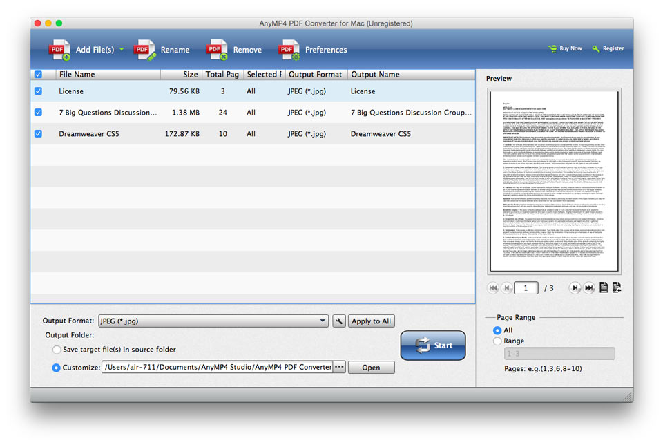 AnyMP4 PDF Converter for Mac screenshot