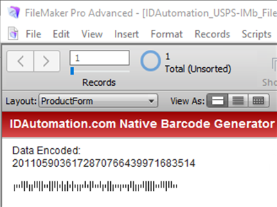 USPS IMb Filemaker Barcode Generator screenshot