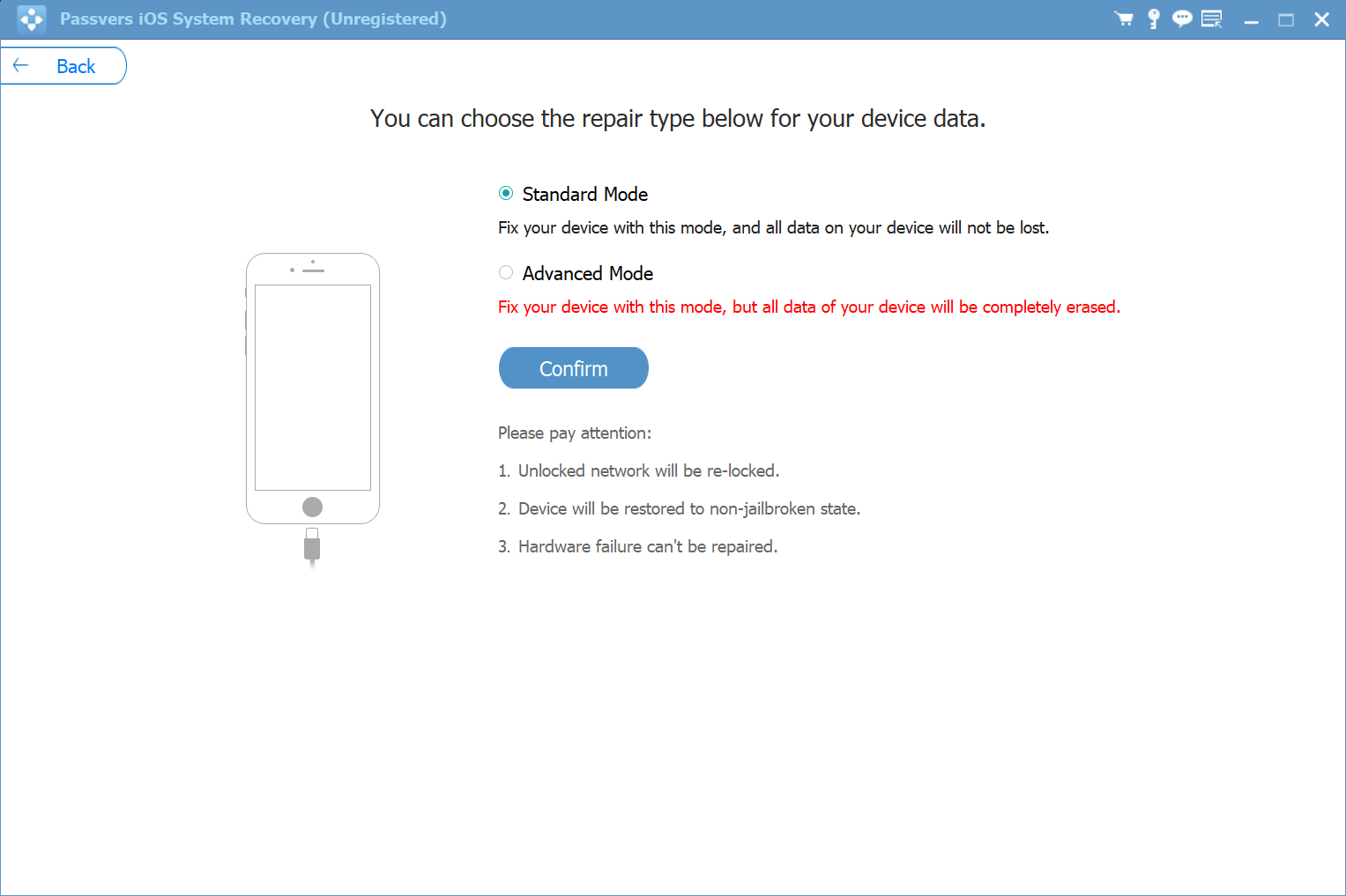 Passvers iOS System Recovery screenshot