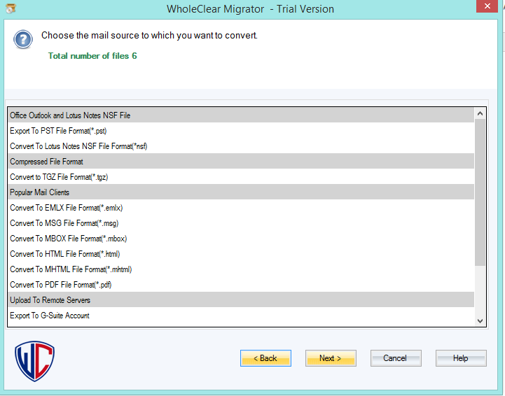 WholeClear Migrator screenshot
