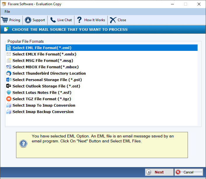 FixVare EML to TGZ Converter screenshot