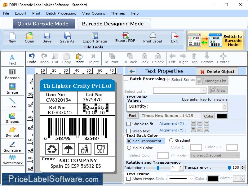 Barcode Label Software screenshot