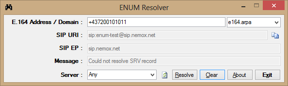 ENUM Resolver screenshot