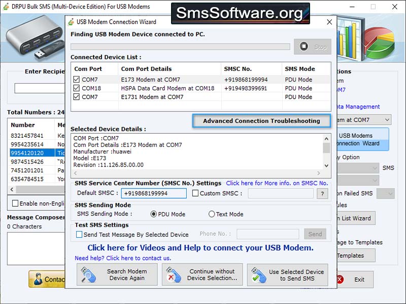 Bulk SMS App Multi USB screenshot
