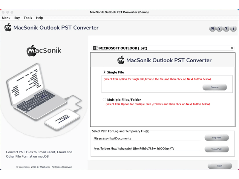 MacSonik Outlook PST Converter screenshot