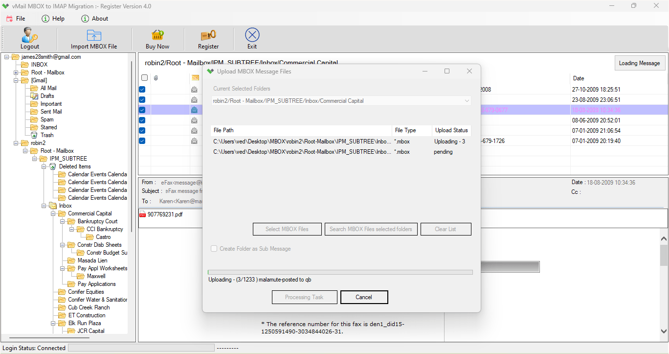 vMail MBOX to IMAP Migration screenshot