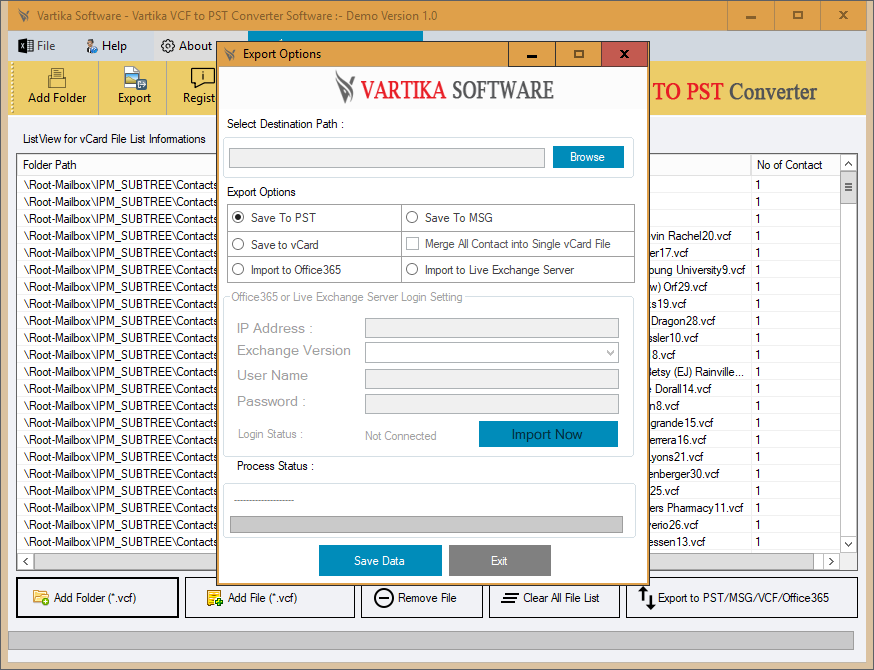 VCF to PST Converter Software screenshot