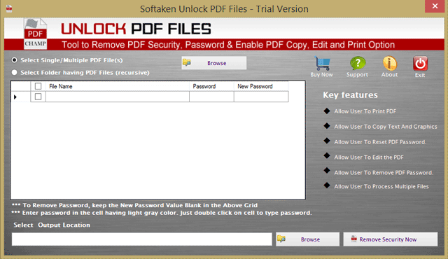 Softaken Unlock PDF Files screenshot