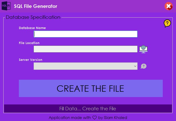 SQL File Generator screenshot