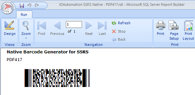 SSRS PDF417 2D Barcode Generator screenshot