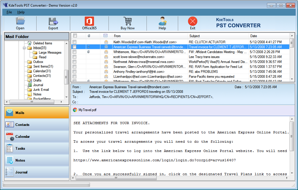 KDETools PST Converter screenshot