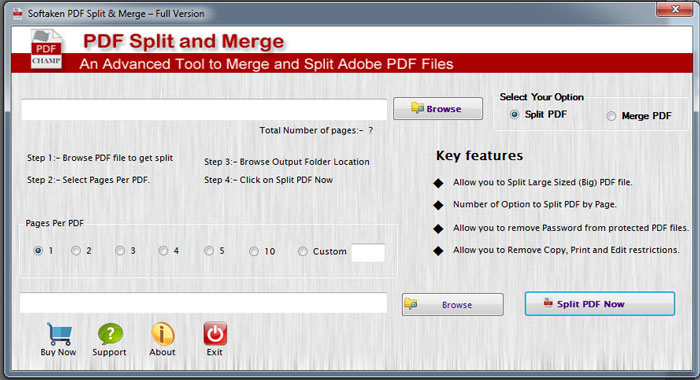 Softaken PDF Split and Merge screenshot