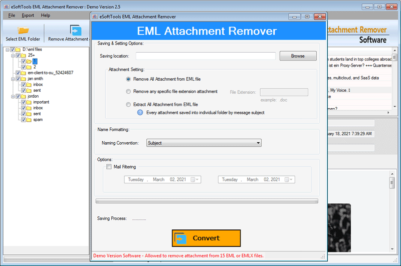 eSoftTools EML Attachment Remover screenshot