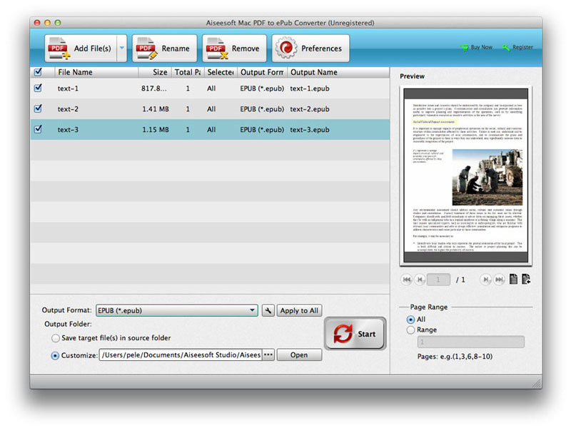 Aiseesoft Mac PDF to ePub Converter screenshot