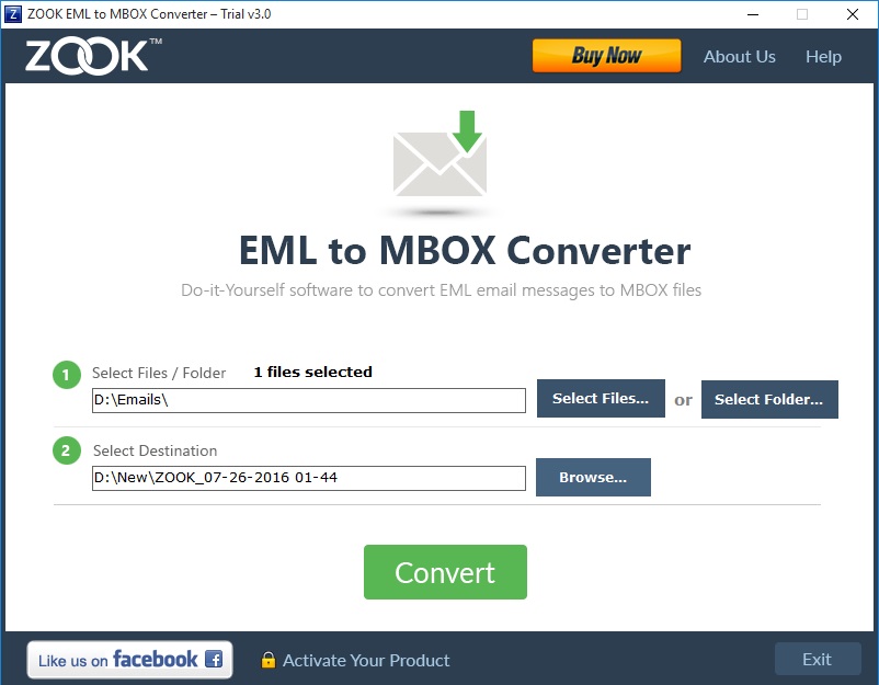 ZOOK EML to MBOX Converter screenshot