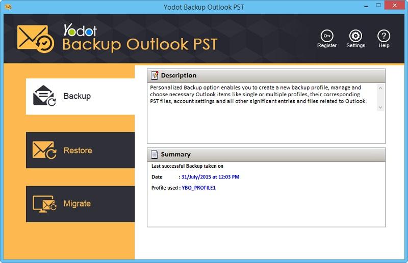 Yodot Backup Outlook PST Software screenshot