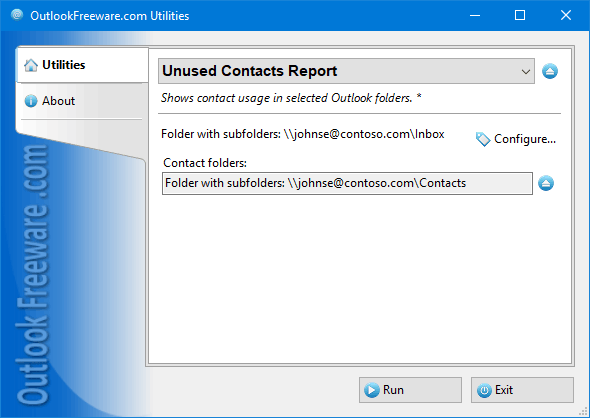 Unused Contacts Report screenshot