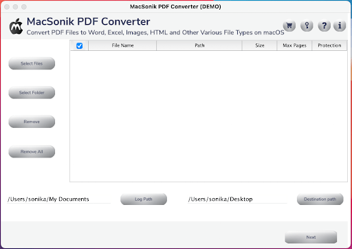MacSonik PDF Converter Tool screenshot