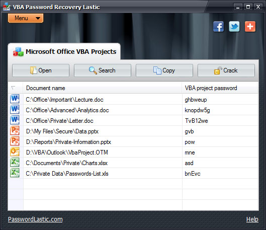 VBA Password Recovery Lastic screenshot