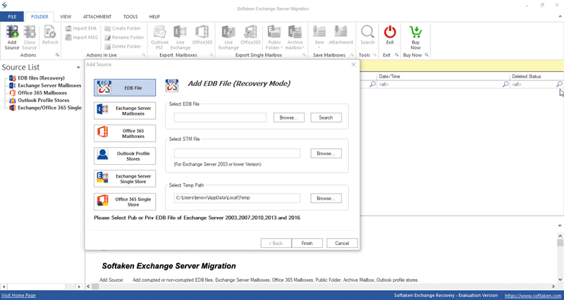 Softaken Exchange Server Migration screenshot