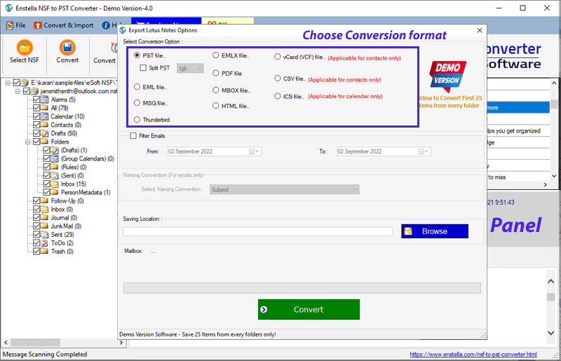 Enstella NSF to PST Converter screenshot