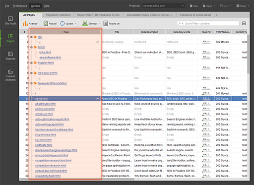 WebSite Auditor Enterprise screenshot