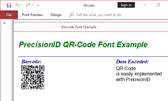 PrecisionID QR-Code Barcode Fonts screenshot
