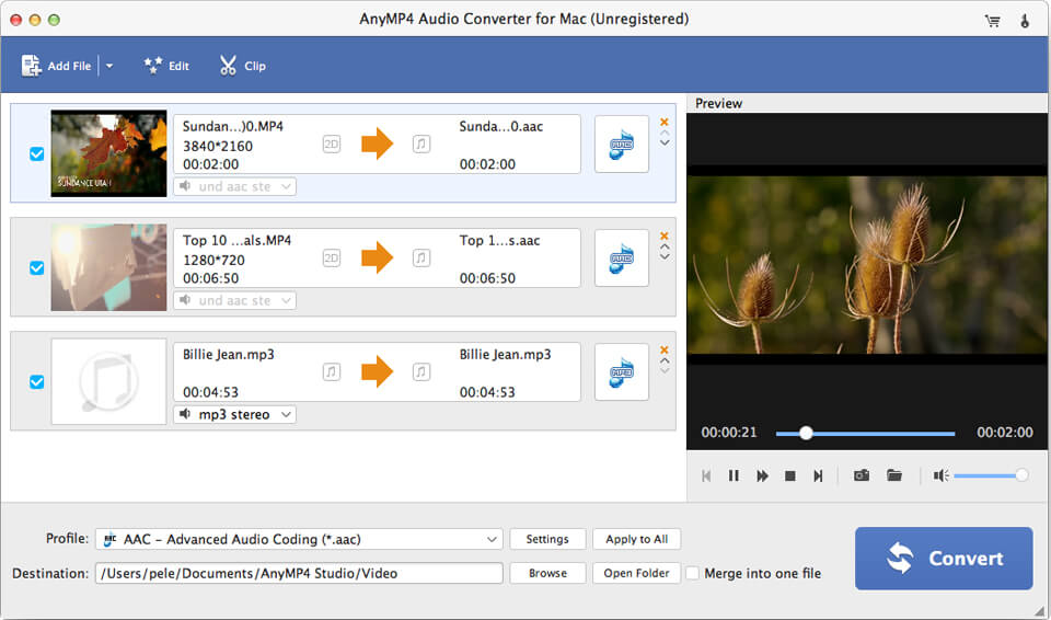 AnyMP4 Audio Converter for Mac screenshot