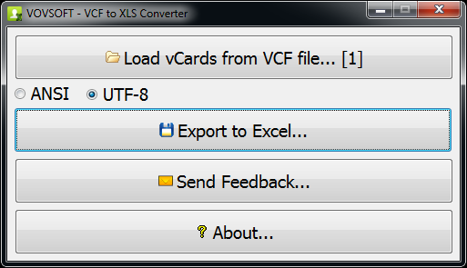 VCF to XLS Converter screenshot