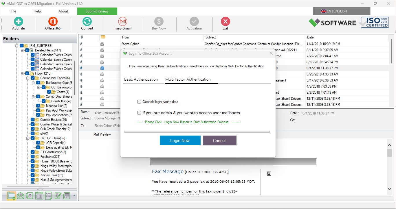 vMail OST to O365 Migration screenshot