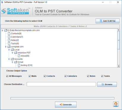 Softaken OLM to PST Converter screenshot