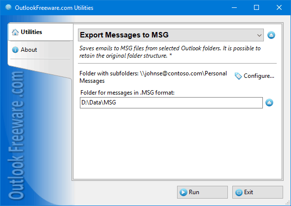 Export Messages to MSG for Outlook screenshot