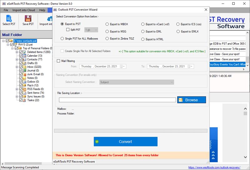 eSoftTools Outlook PST Recovery Software screenshot