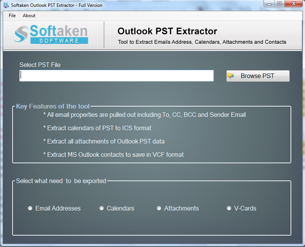 Softaken Outlook Attachment Extractor screenshot
