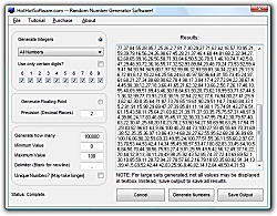 Random Number Generator Software screenshot