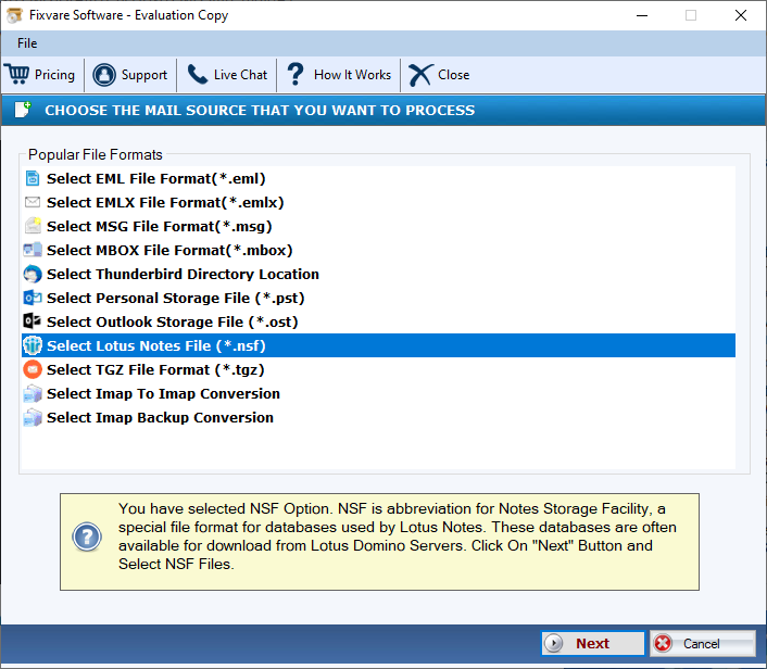 FixVare NSF to MSG Converter screenshot