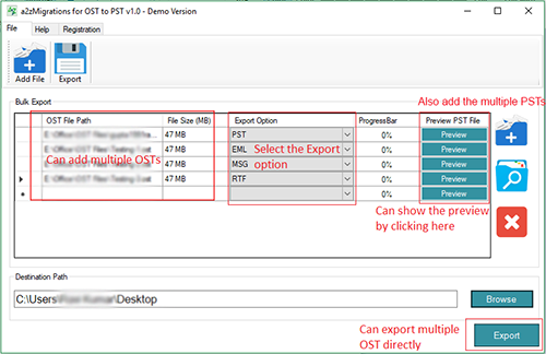 A2Z Migrations for OST to PST screenshot