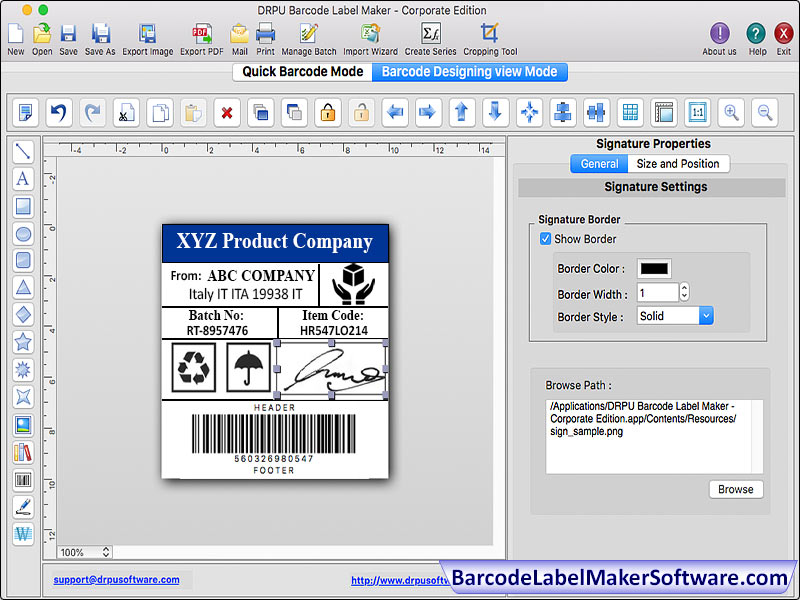 Barcode Label Maker Software for Mac screenshot
