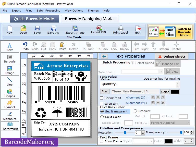 Barcode Maker Applications screenshot