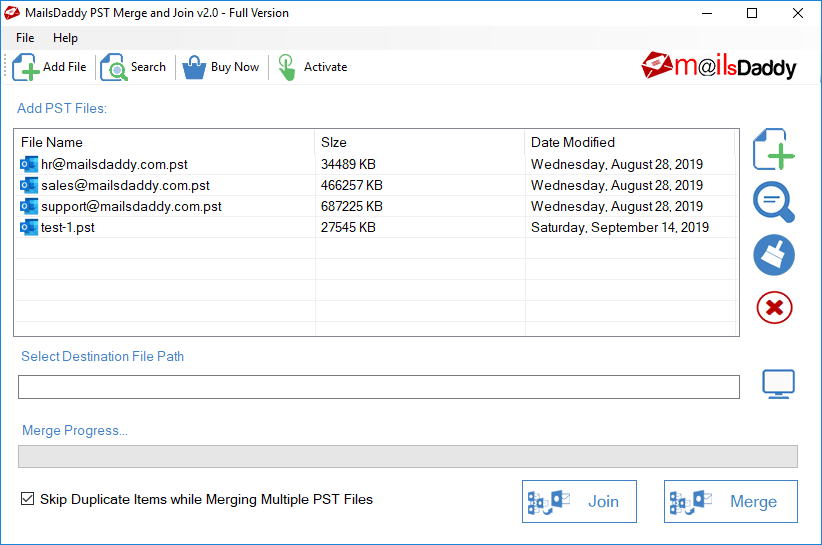 MailsDaddy PST Merge and Join Tool screenshot