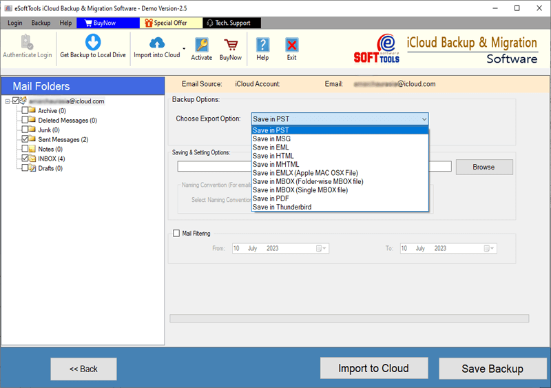 eSoftTools iCloud Backup and Migration S screenshot