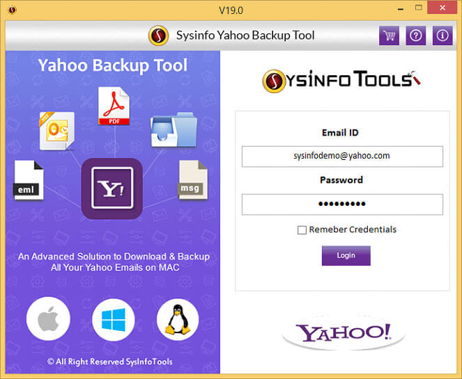 SysInfoTools Yahoo Backup for Mac screenshot