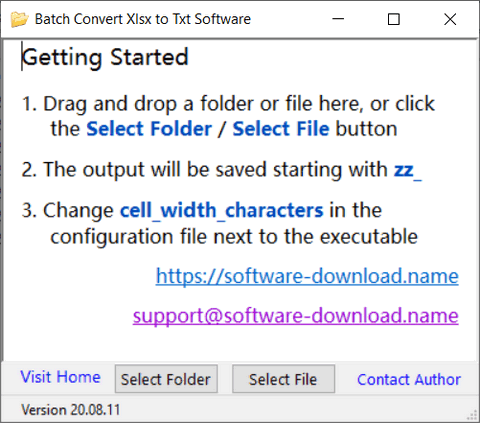 Batch Convert Xlsx to Txt Software screenshot