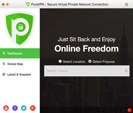 PureVPN Mac VPN Software screenshot