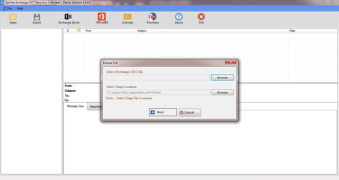 Exchange OST Recovery Software screenshot